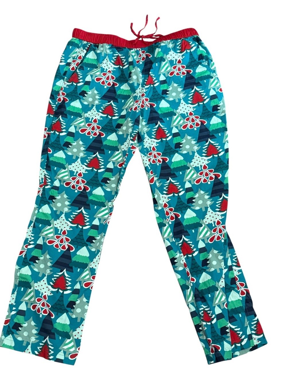 Matilda Jane Mens XL‎ Christmas Tree Pajama Pants Teal Green Cotton Holiday